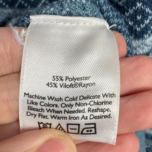 Eddie Bauer Sweater Women L 1/2 Zip Long Sleeve Pullover Fair Isle Mock Neck Top - Picture 7 of 8